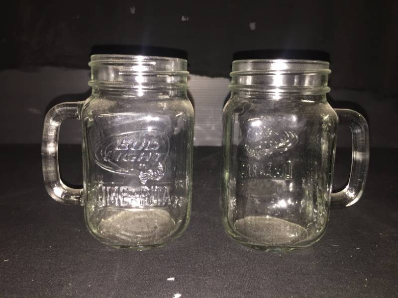 lot 217 image: Lime-A-Rita embossed mason jar mugs