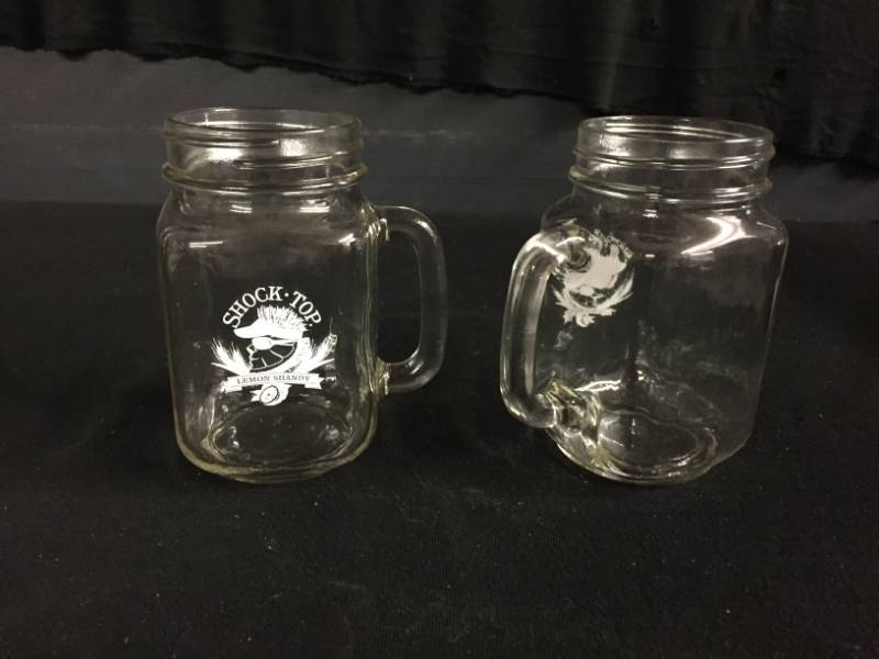 lot 225 image: Shock Top Lemon Shandy mason jar mugs