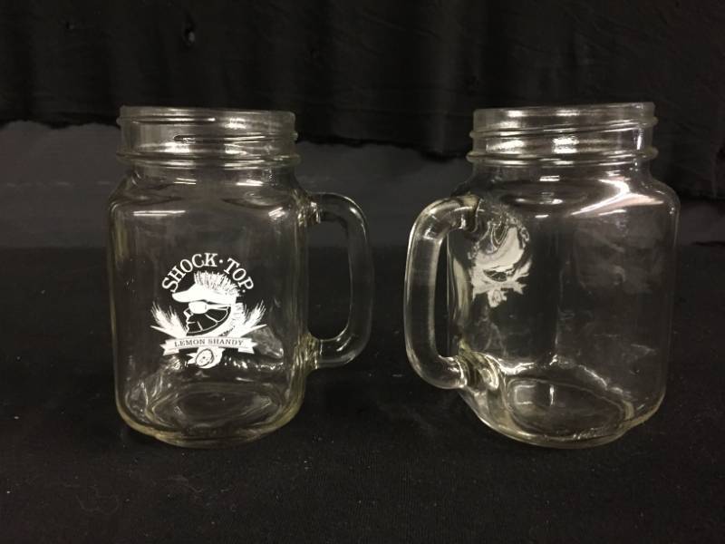lot 226 image: Shock Top Lemon Shandy mason jar mugs