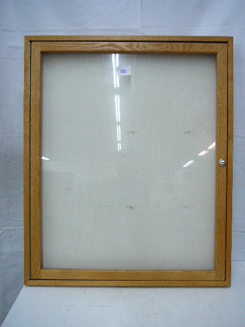 lot 100 image: Oak Enclosed Bulletin Board