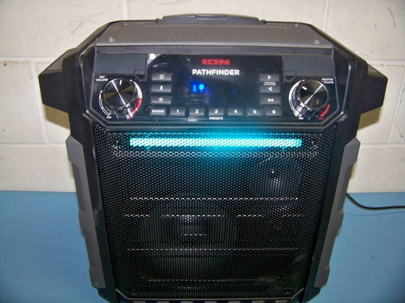lot 48 image: ION, Pathfinder, High Power, Water Resistant, Portable Loudspeaker  Speaker with Bluetooth Connectivity, Microphone and Color Light Bar