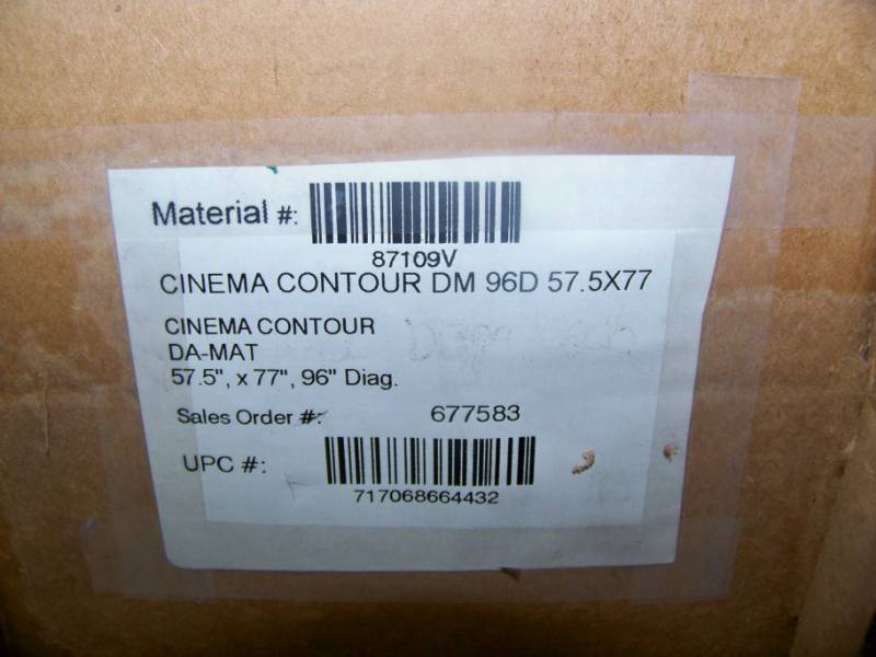 lot 34 image: Da-Lite, Cinema Contour, Fixed Frame, 96 Diagonal, Movie  Projection Screen - NEW in Original Box