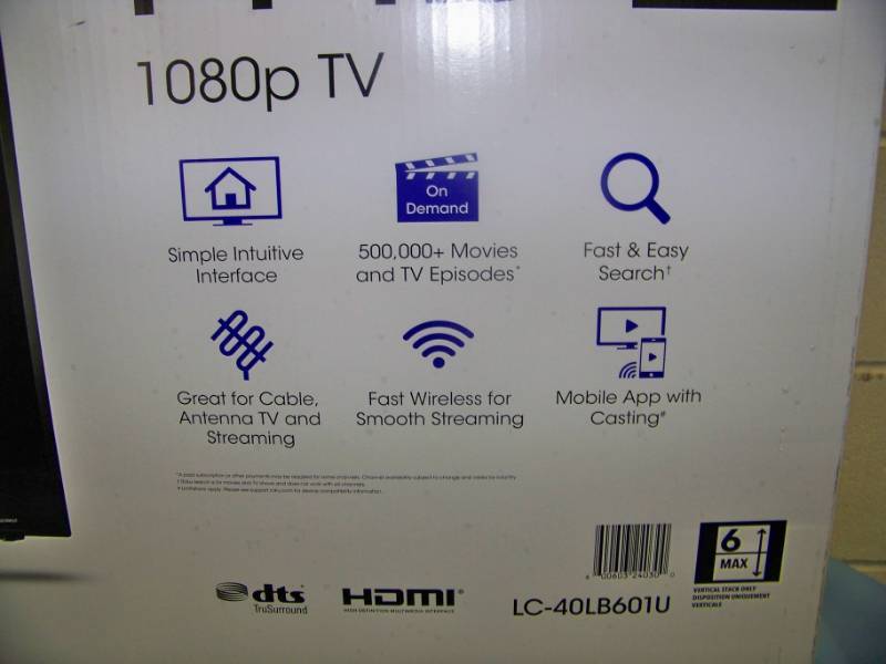 lot 1 image: 40, Sharp, Roku TV, FHD (1080p), LCD  LED Backlight SMART TV  Television - NEW in Sealed Box