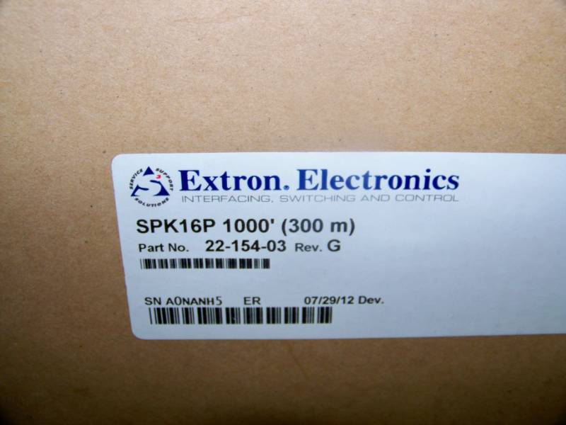 lot 93 image: (1000 Box) Extron Electronics, SPK16P, (Extron part# 22-154-03), Plenum Speaker Wire  Cable - NEW in Original, Sealed Box