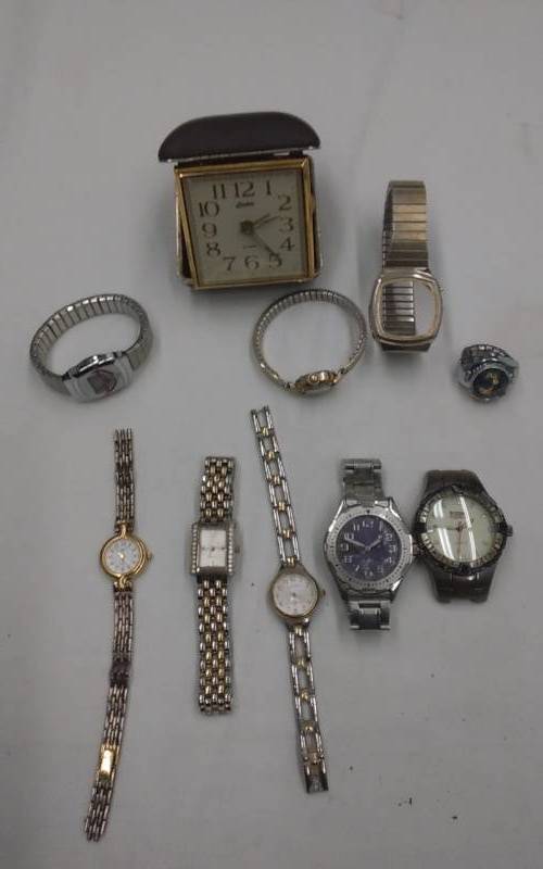 Lot Of Watches & Old Linden Wind-Up Alarm Clock