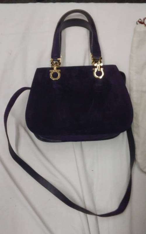 Salvador Ferragamo (Made In Italy) Purple Hand Bag With Dust Bag