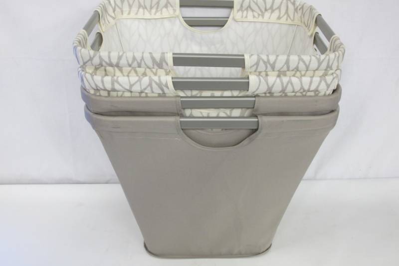 lot 9 image: 4 pack of NeatFreak Laundry Basket Hampers - 2 Gray  2 WhiteGray - Stackable