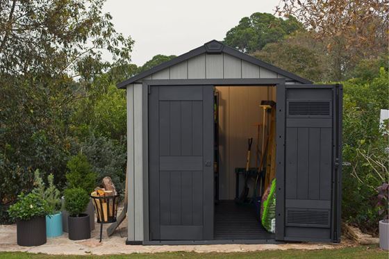 lot 20 image: Keter Oakland 7.5 x 7 Outdoor Shed - Weather Resistant - Assembly Required