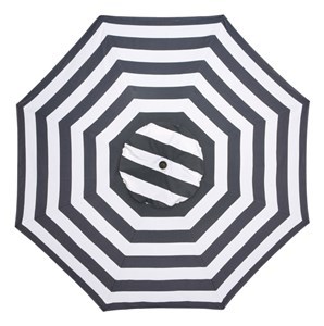 lot U7 image: Sunline Traditional 9 ft. Tiltable Navy Blue Stripe Market Umbrella with Base