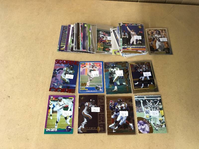 lot 27 image: 50 Chris Carter Cards - Vikings HOF Legend