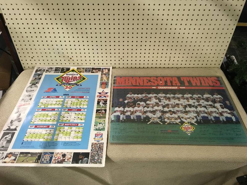 lot 59 image: 1991 Minnesota Twins World Champions Poster & Schedule Poster