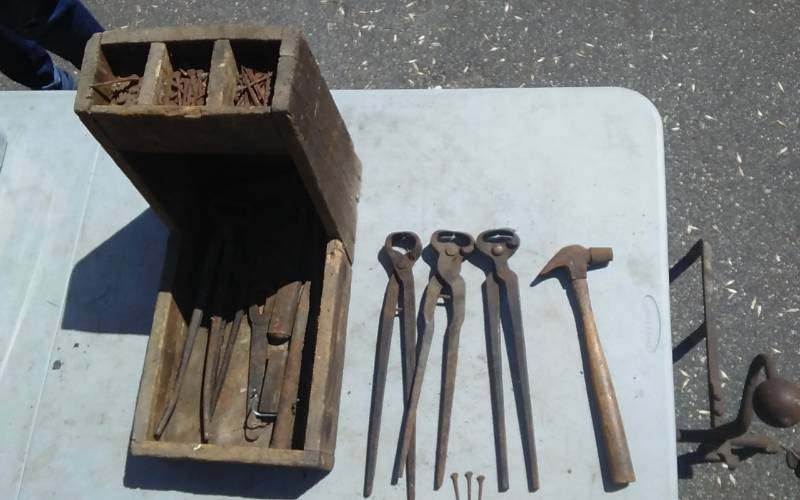 lot 6 image: Vintage Ferriers Tool Kit With Nails