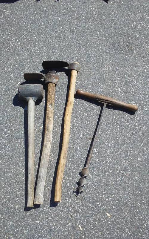 lot 19 image: 2-Old Grub Hoes & 1-Post Hole Digger