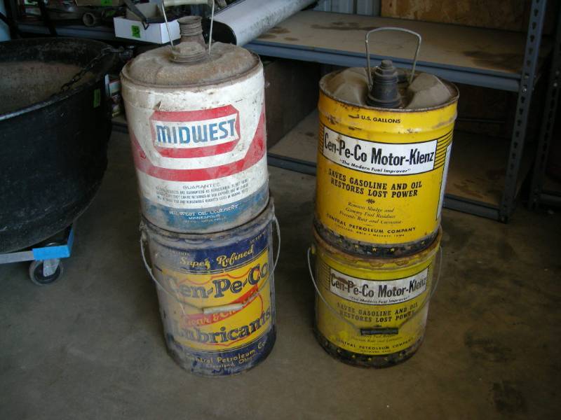 4 Vintage 5 Gallon Oil Cans