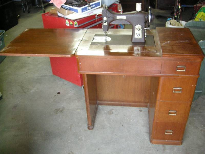 Vintage Domestic Rotary Sewing Machine and Cabinet
