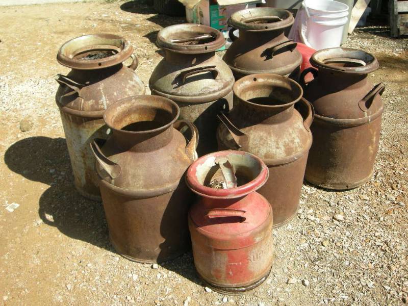 7 Old Cream Cans
