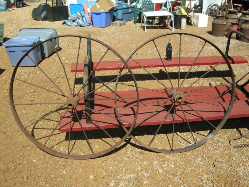Pair Antique Wagon Wheels