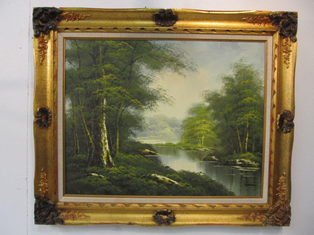 lot 27 image: Framed Signed Oil on Canvas Landscape Painting