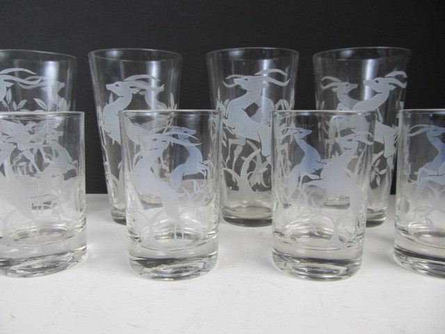 lot 191 image: Set of Mid Century Running Antelope Glasses