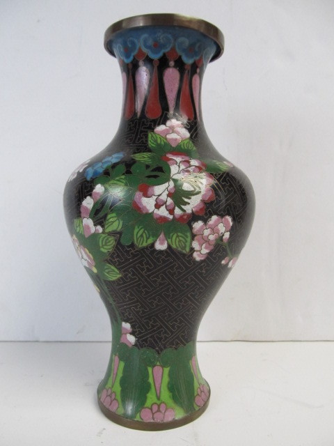lot 42 image: Vintage Brass Enamel Cloisonn Vase