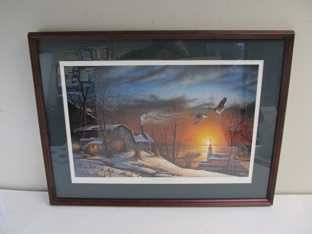 lot 102 image: Framed Signed TERRY REDLIN Wildlife Print - The Sharing Season