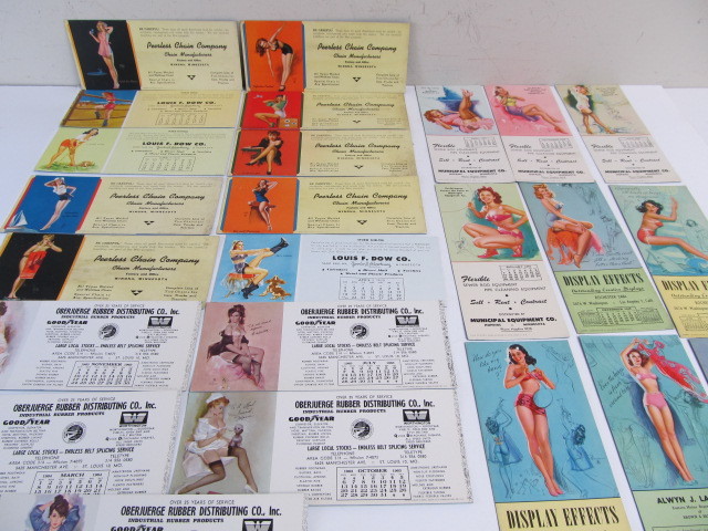lot 148 image: Lot of 24 Orig Vintage 1940s-50s PINUP Girl Advertising Blotters