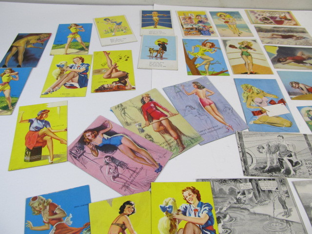lot 150 image: Lot of Orig Vintage 1940s-50s PINUP & Girlie Postcards Blotters & Arcade Cards