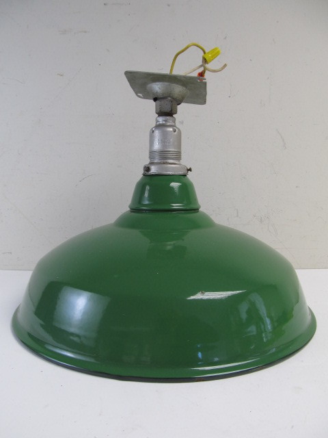 lot 224 image: Large Vintage BENJAMIN Porcelain Enamel Gas Station Light Fixture