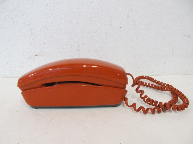 lot 182 image: Vintage Retro Orange Push Button Wall Telephone