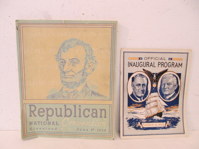 lot 164 image: Original 1933 Presidential Inaugural Program & 1936 Republican National Convention Program