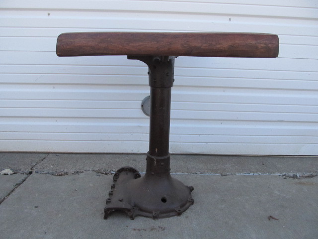 lot 47 image: Very Cool Heavy Duty Industrial Style Table with Thick Solid Wood Slab Top