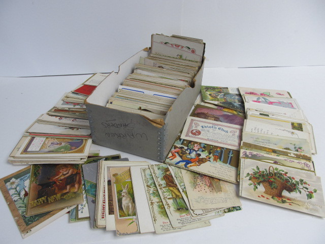 lot 252 image: LARGE Lot of Antique Postcards - Holiday Greeting etc - Approx 650 Total