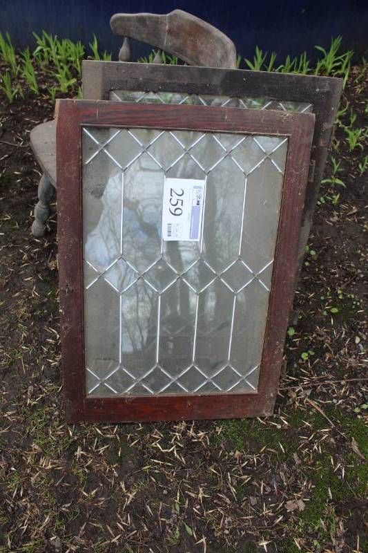 lot 259 image: Lot of (2) Stained Glass House Windows
