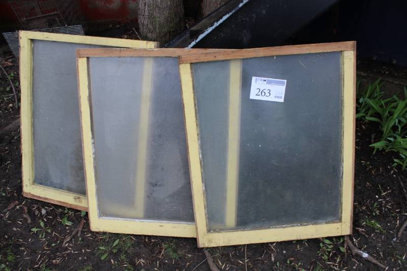 lot 263 image: Lot of (3) Frosted Glass Windows