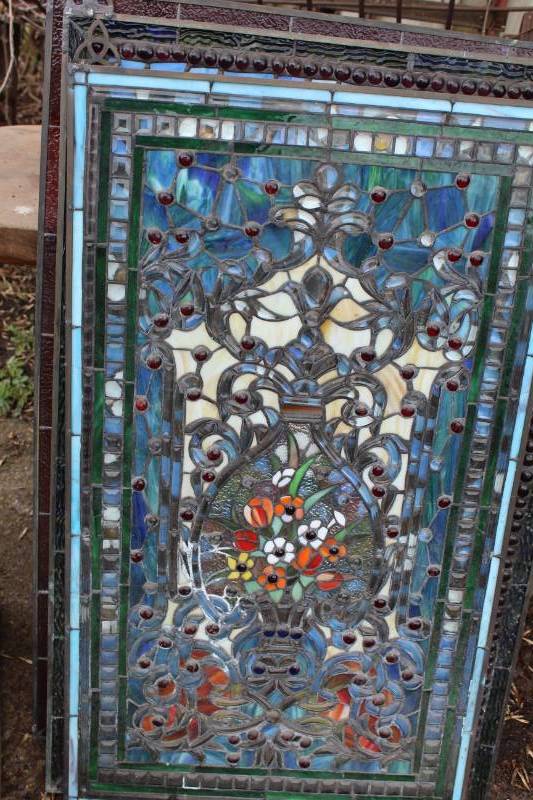lot 271 image: Stained Glass Wood Framed Dcor