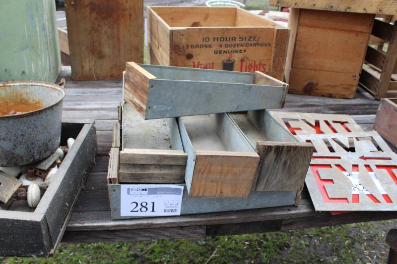 lot 281 image: Lot of (7) WoodMetal Storage Boxes