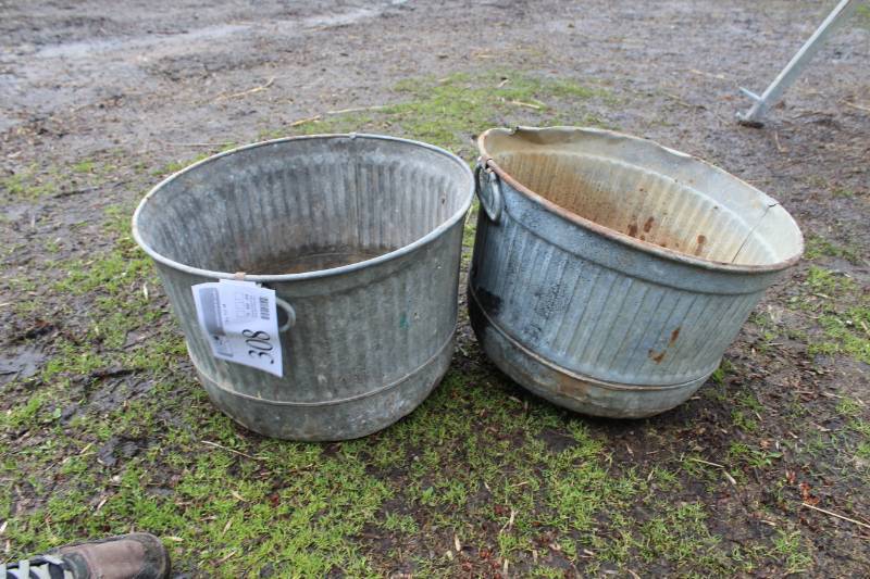 lot 308 image: Lot of (2) Metal Wash Basins