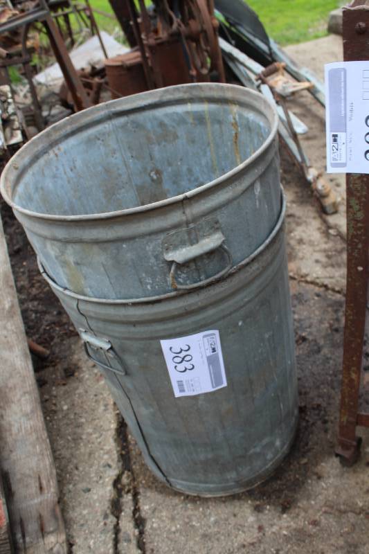 lot 383 image: Lot of (2) Metal Garbage Cans