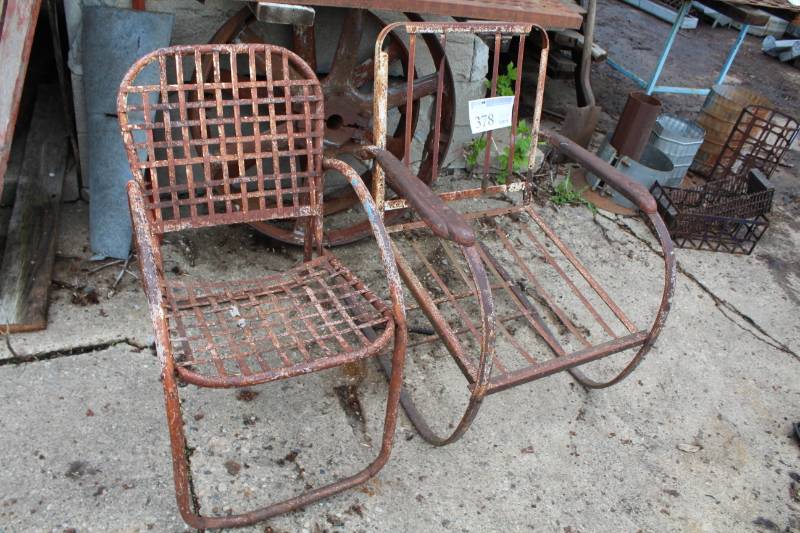 lot 378 image: Lot of (2) Metal Patio Chairs