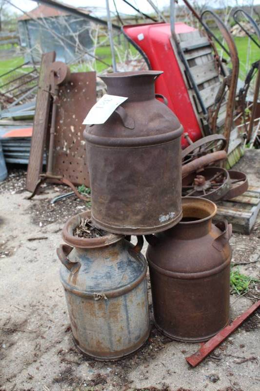 lot 381 image: Lot of (3) Metal Milk Cans