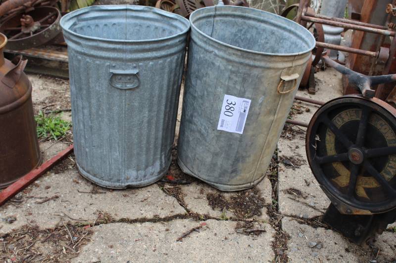 lot 380 image: Lot of (2) Metal Garbage Cans