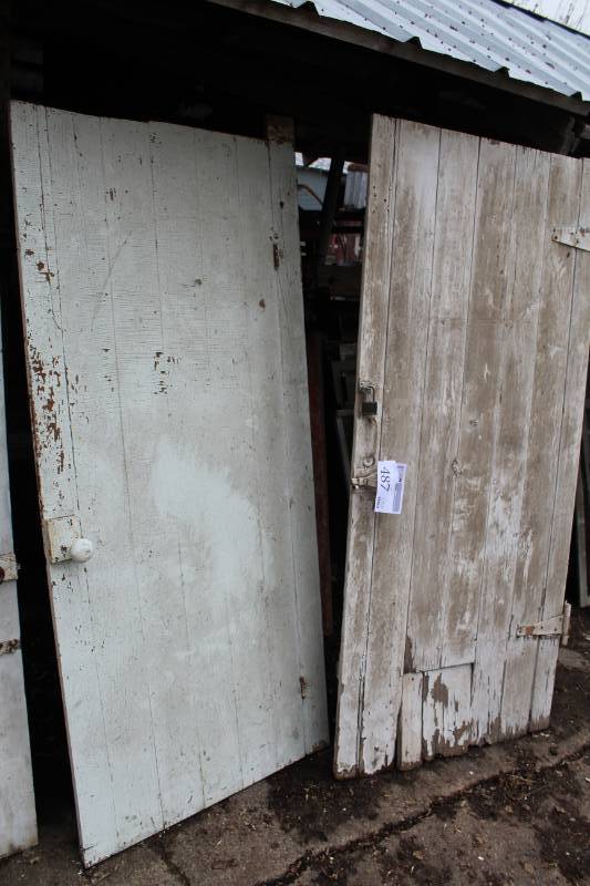 lot 487 image: Lot of (2) Wood House Doors with Hardware