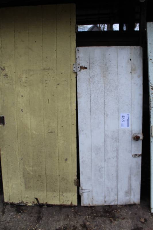lot 488 image: Lot of (2) Wood House Doors with Hardware