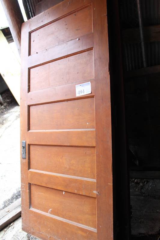 lot 494 image: Lot of (2) Wood House Interior Doors with Hardware