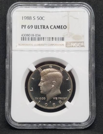 lot 6 image: NGC Graded 1988 S 50c Half Dollar PF 69 Ultra Cameo