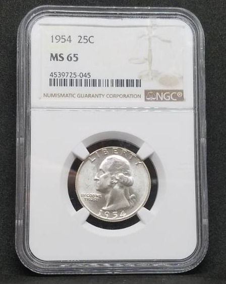 lot 7 image: NGC Graded 25 cent MS 65 Coin