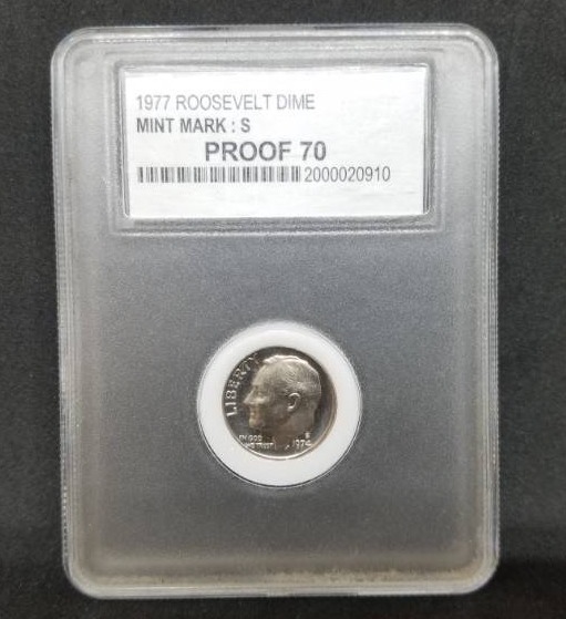 lot 11 image: PCC 1977 Roosevelt Dime Mint Mark s Proof 70