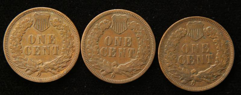 lot 12 image: 3 INDIAN HEAD CENTS 1899 1906 1907 F-XF