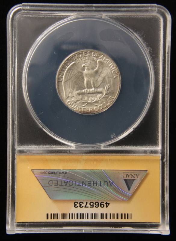 lot 18 image: 1951 WASHINGTON SILVER QUARTER MS65 ANACS