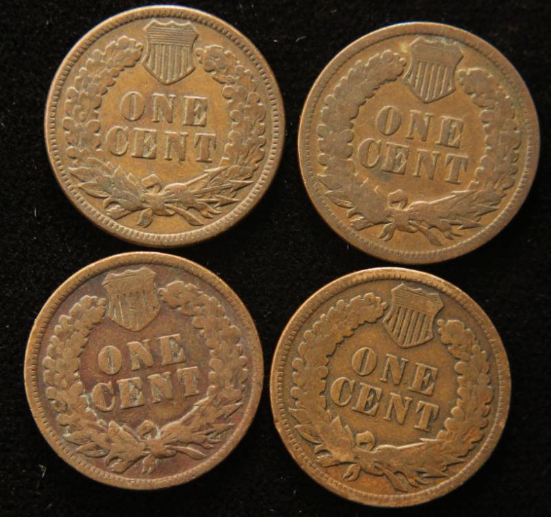 lot 29 image: GROUP OF 4 INDIAN HEAD CENTS 1891 1892 1896 1899 G-VF